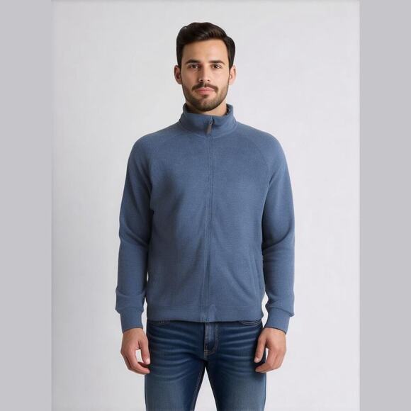 Old Navy Sweater Men's‎ Medium NEW Blue Full Zip Cardigan Minimalist Casual - Picture 1 of 14